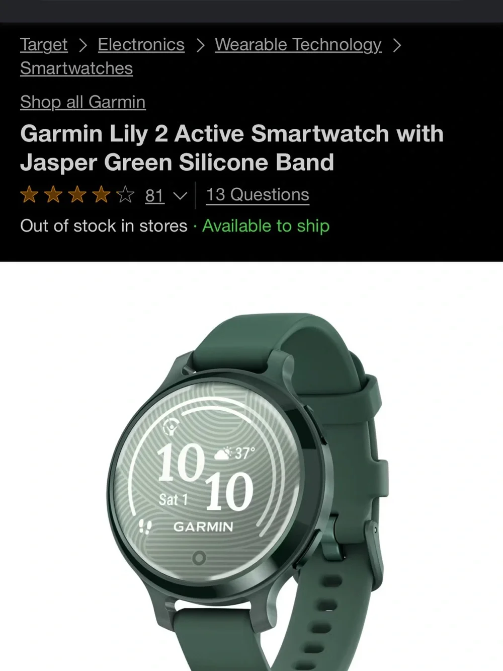 NEW IN BOX Garmin Black Smartwatch feat. Interchangeable silicone bands